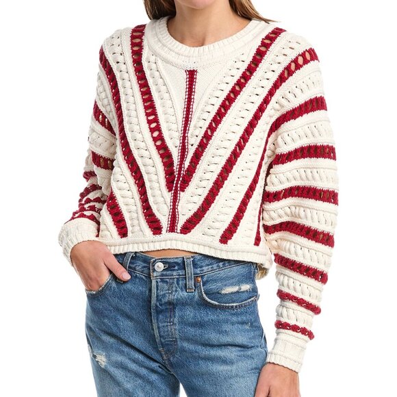 Red/White Ba&sh Pull Gardy Sweater (New w/ Tags) Size 1 - Picture 1 of 4